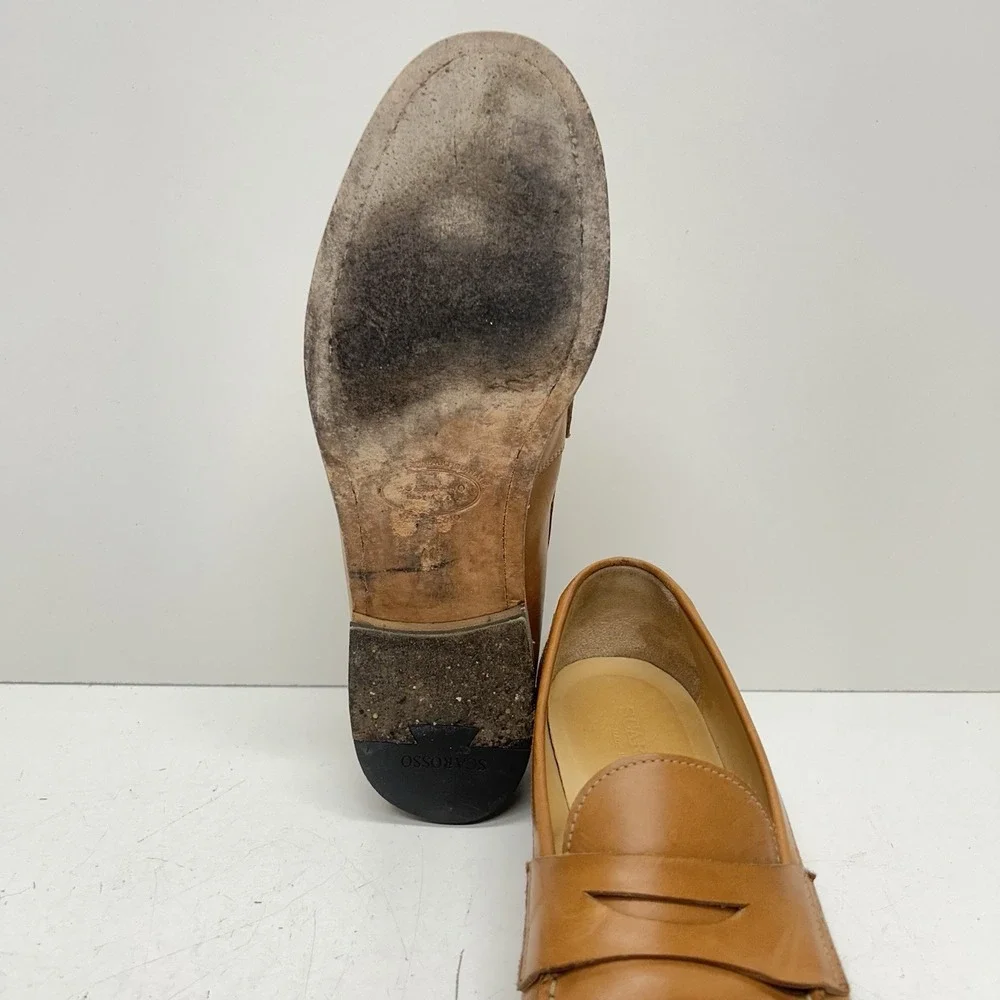 Scarosso‎ Men's Brown Leather Penny Loafers Shoes Made in Italy EU41, US8, UK7